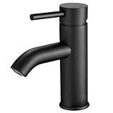 GENBONS Wasserhahn Bad, Badarmatur Schwarz, Einlochmontage Waschbeckenarmatur, Einhebelmischer...