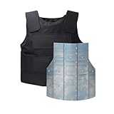 JIANFA Stichsichere Weste, schwarze Körperpanzerung mit Stahlplattenfutter, verstellbare...