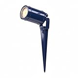 Gartenlampe Messing massiv GU10 IP64 27 cm hoch klein Außenleuchte mit Erdspieß Blau Modern...