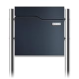 Metzler Standbriefkasten in Anthrazit - Pulverbeschichtet & mit Zeitungsfach - Inkl. Edelstahl...