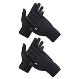 GUTERTOP 2 Paare Thermo Handschuhe Fahrrad Winter, Strickhandschuhe Damen Herren, Wärmende...