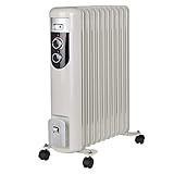 Montafox Ölradiator Elektroheizung 11 Rippen 2500 Watt 3 Heizstufen Elektrischer Heizkörper für...