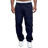 Herren Cargohose Lang Mit Gummizug, Herren Outdoorhose Leichtl, Freizeithose Mehrere Taschen...