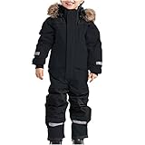 SKAJGL Schneeanzug Kinder Unisex Verdickt Warm Schneeoverall mit Kapuze und Taschen Skioverall...