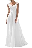 Romantic-Fashion Brautkleid Hochzeitskleid Weiß Modell W191 A-Linie Stickerei Chiffon DE Größe 40