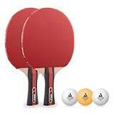 JOOLA Tischtennis Set Rosskopf 2 Tischtennisschläger + 3 Tischtennisbälle 40+mm, rot/schwarz,...