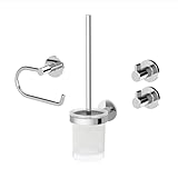 Lenz Bad-Accessoire-Set VIDA in Chrom – 4-teilig – Toilettenpapierhalter, WC-Bürstengarnitur...