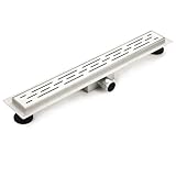 Probility Duschrinne 70cm Extra Flach 304 Edelstahl Bodenablauf mit 3-reihig-Schlitzm Muster...