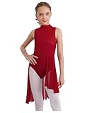 Nyeemya Lyrisches Tanzkleid Mädchen Ärmellos Ballettkleid Stehkragen Tanzkleid Blumenmuster Body...