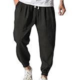 Generisch Leinenhose Herren Lang, Jogginghose Herren Baggy, Sporthose Mit Bündchen Trainingshose...