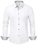 KOSMEEU Hemd Herren Langarm Weißes Hemd Regular Fit Business Hemden Casual Herrenhemd...