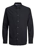 Jack & Jones Herren Hemd Jjegingham Twill Shirt L/S Noos, Black/Detail:/Solid/Slim Fit, XL