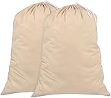 Wäschesack 2er-Set - 71 x 91 cm, 100% Baumwolle, strapazierfähiger Wäschesammlersack mit...