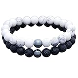 WORLD WIDE GEMS WW_CPL_S_159 Howlith, Lavastein und Häma, 8 mm, rund, glatte Perlen, lange Distanz,...