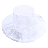 Sonnenhut Damen Breit, Spitze Mesh Hut, Organza Blumen Hut Einfarbiger Damenhut Sommerhut Mit Breite...