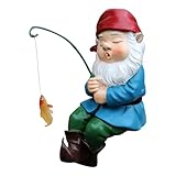Anglerzwerg-Ornament – ​​15 Cm Große Kunstharzskulptur, Verspielte Fischerfigur, Skurrile...