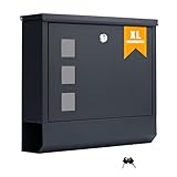 Zedelmaier XL Briefkasten Anthracite Wandbriefkasten Postkasten Briefkästen mit Zeitungsfach und...