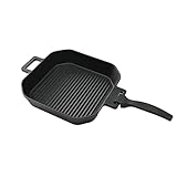 SANTOS Grillpfanne quadratisch - 20x20cm - Gusseiserne Pfanne mit abnehmbarem Griff - Schmoren,...