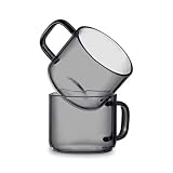 ZKALQECNF Milch Set mit 2 Glasbechern, durchsichtige Kaffeebecher/Teetassen Henkel, 150 ml...