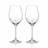Brilant Vesna Rotweingläser - Elegantes Weingläser Set mit Eingravierten Feinen Linien und...