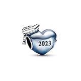 Pandora Moments Blaues Schulabschluss 2023 Herz-Charm Moments Collection, kompatibel Moments...