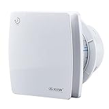 XIIW Badlüfter Ø100mm Weiß Abluftventilator mit Nachlauf und Rückstauklappe 95m³/h, 12 Watt /...