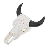 NUOBESTY Künstlicher Stierschädel Wanddekoration Großformat PVC mit Schwarzen Hörnern Totenkopf...