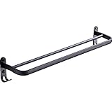 OWLEEN 60 cm Wandhalterung, schwarzer Handtuchhalter, Aluminium, Doppelstange, Handtuchstange mit...