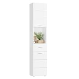 FOREHILL 180cm hoch Badezimmerschrank, Badschrank, schmaler Badezimmer Hochschrank mit 2 Türen und...
