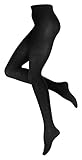 Vincent Creation Warme Damen Baumwoll Strumpfhose, Strickstrumpfhose Uni Farben, 40/42 (M), Schwarz