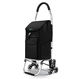 VOUNOT® Aluminium Einkaufstrolley Treppensteiger, Trolly Einkaufswagen Klappbar, Hackenporsche mit...