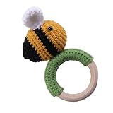 FUNNETOYU Handrassel Bienchen Greifling Gestrickt Beruhigend Sensorisches für Babys zur...