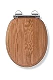 Croydex Always Fits Toilettensitz, Eiche, Massives Eichenholz, 41.5 x 36.5 x 6 cm