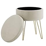 Zedelmaier Runder Sitzhocker Schminktisch Hocker Ottoman Gepolsterter Hocker Abnehmbarer Bezug...