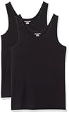 Amazon Essentials Damen Tanktop, Schmale Passform, 2er-Pack, Schwarz, S