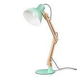 Tomons Schreibtischlampe LED Leselampe im klassichen Holz Design, Verstellbarem Arm, Grün...