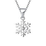 Cangall Silber Weihnachten Halskette, 925 Sterling Silber Schneeflocke Halskette, Silber Damen...