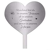 Linnkyfloa Grabschmuck Edelstahl Herzform Wetterbeständig Friedhof Deko Edle Gedenktafel für die...