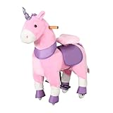 HOMCOM Reitpferd, Standpferd mit 2 Pedalen, Einhorn Stehpferd auf Rollen, Schaukelpferd für...