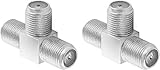 Poppstar 2x Sat TV Coax Verteiler T-Stück (3x F-Buchse) Antennen Splitter Adapter für...