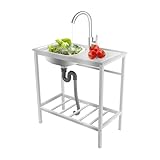 Freistehende Edelstahl Spültisch, Spüle mit Arbeitsplatte und 360 ° Rotatable Faucet,...