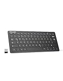 TECKNET Slim Kabellose Tastatur, Deutsches Layout QWERTZ, 2.4 GHz, 78 Tasten Mini Wireless Tastatur...