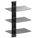 Maclean MC-664 Wandregal 3-Fach Glasregal 8kg Wandhalterung für DVD Player Spielconsolen HiFi...