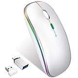 Kabellose Maus, Bluetooth-Maus für Laptop und 2,4 GHz USB-Maus für Computer, wiederaufladbar,...