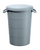 Regenwasser Tank 80 Liter mit Deckel - grau - Universal Kunststoff Tonne mit Tragegriffen -...