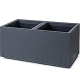 KONZEPT Pflanzkübel groß, außen, rechteckig 40x80x40 cm auf Rollen, anthrazit in Beton-Optik,...