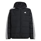 adidas Unisex Kinder ESSENTIALS 3 STRIPES PADDED JACKET, black/white, 11-12 Years