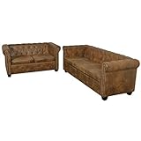 JUNZAI Chesterfield Sofa-Set 2-Sitzer und 3-Sitzer, Couch für Wohnzimmer, für Wohnungen, Couch Mit...
