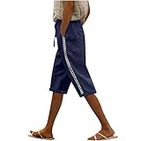 Damen-Shorts aus Leinen, einfarbig, nicht durchsichtig, hohe Taille, weite Passform, süße Shorts,...