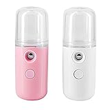Nano Mist Sprayer Mini Facial Mist Steamer Moisturizing USB Rechargeable Portable White Pink for...